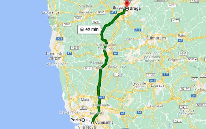 Braga to Porto train