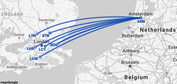 Flight from London to Amsterdam