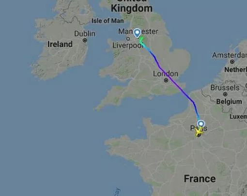 Flight From Manchester to Paris.