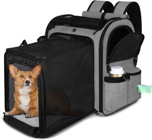 Petskd Expandable Pet Carrier Backpack for Small Medium Dog